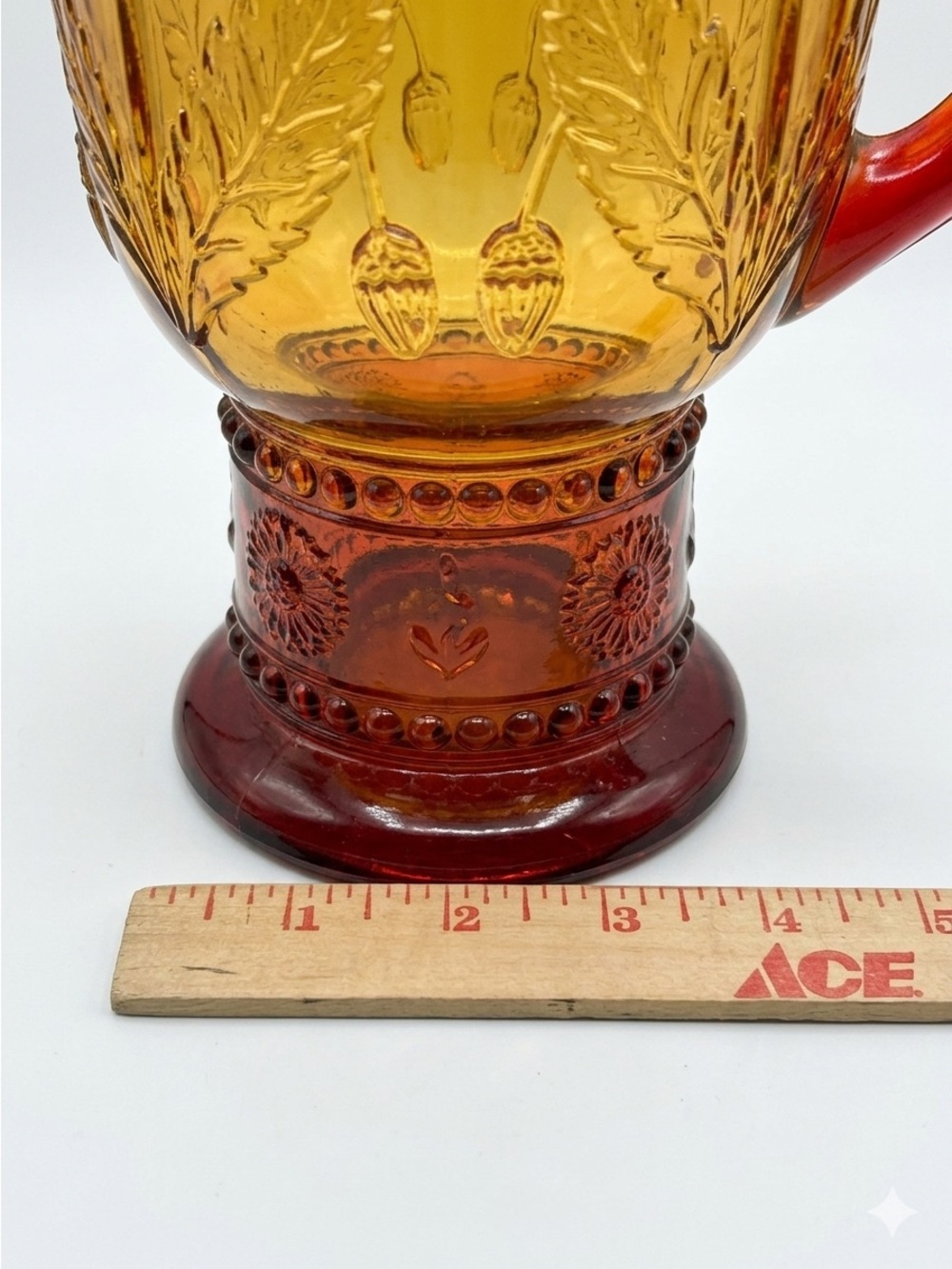 Anthropologie Helianthus Sunflower Amber Glass Water Pitcher 9.5" NEW - Picture 4 of 10